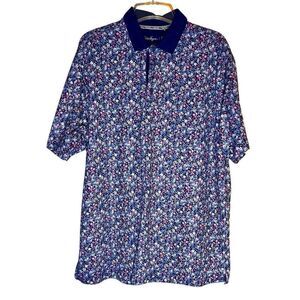 Walter Hagen Men's Performance 11 USA Fashion Golf Polo, Jasmine Print Navy, L